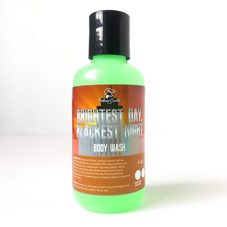 Fortune Cookie Soap November 2018 - Brightest Day Blackest Night Body Wash Front