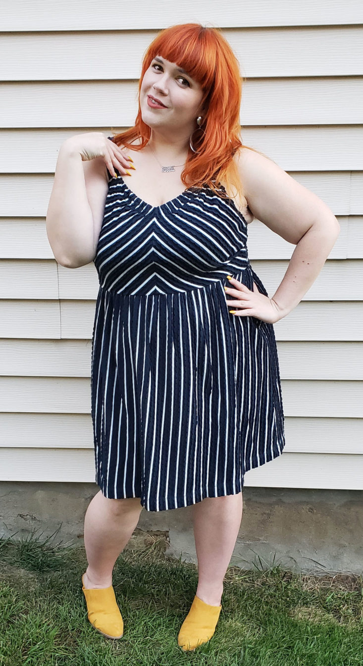 Gwynnie Bee Box October 2018 - Striped Forever Navy Fit And Flare Dress By LOFT 0006