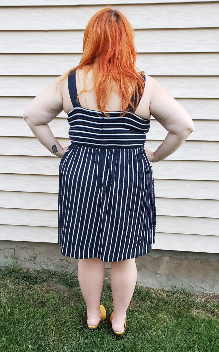 Gwynnie Bee Box October 2018 - Striped Forever Navy Fit And Flare Dress By LOFT 0007