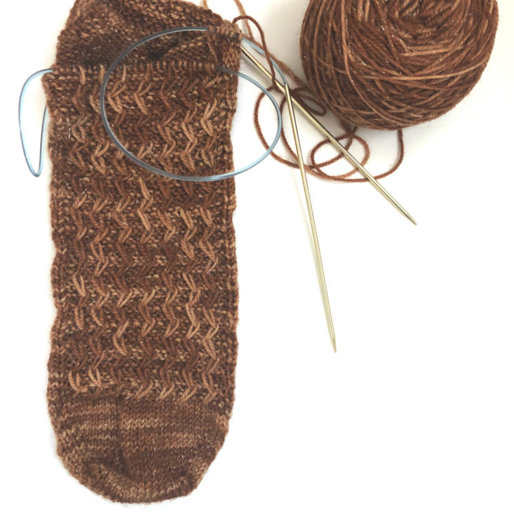 Knitcrate Sock Yarn Subscription Review November 2018 - sock progress photo Front