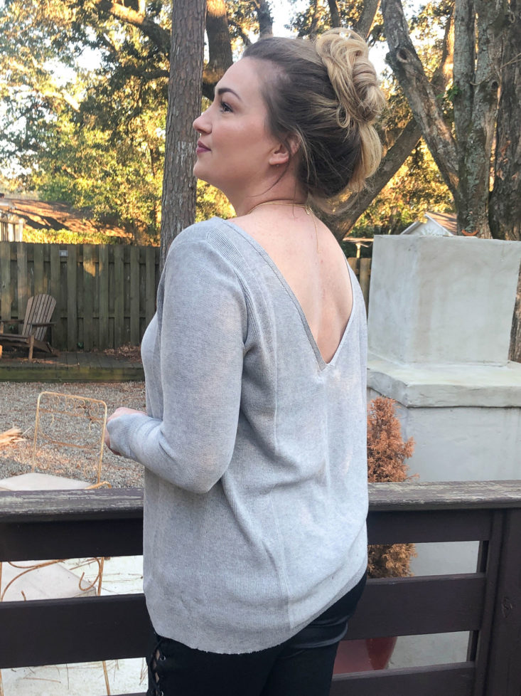 back of sweater worn