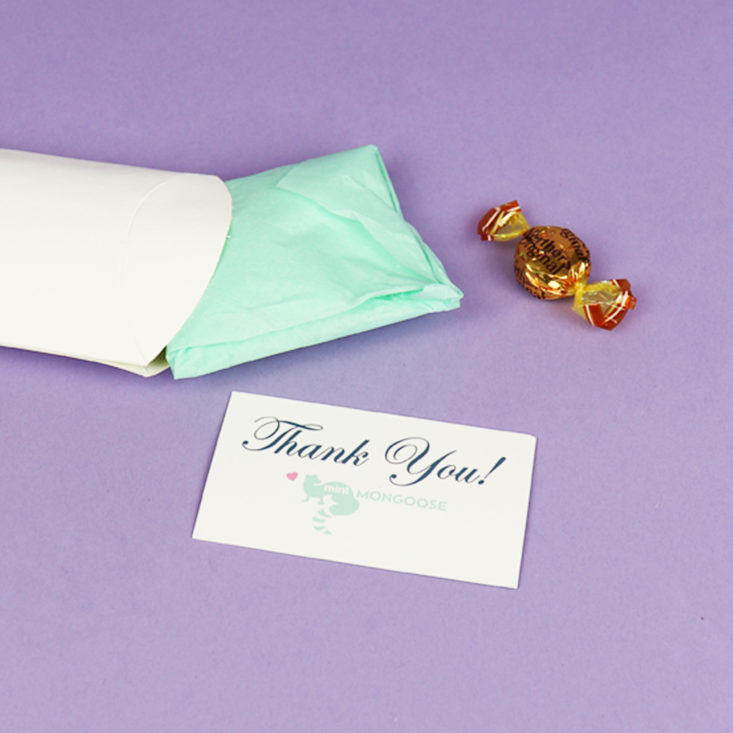 paper box with thank you card and candy