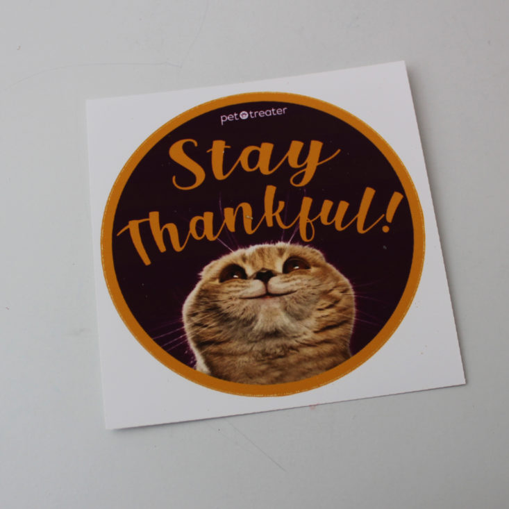 Pet Treater Cat Pack November 2018 Review - Humorous Sticker Top