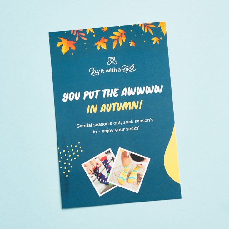 Say It With A Sock Girls October 2018 Autumn Card