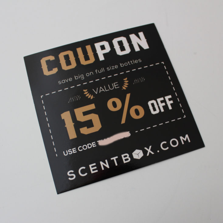 Scent Box November 2018 Review - Coupon Card Front