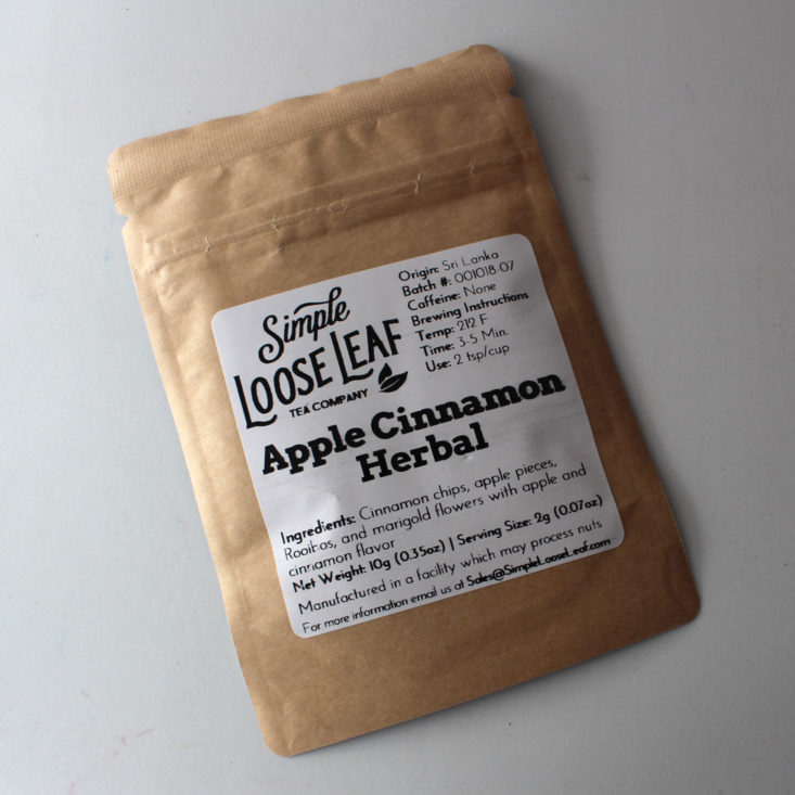 Simple Loose Leaf November 2018 Review - Apple Cinnamon Herbal Packet Top
