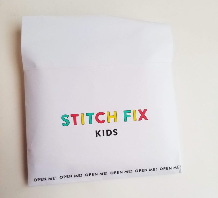 Stitch Fix Kids Boys November 2018 envelope