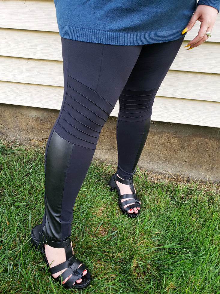 Stitch Fix Plus Size Clothing Box October 2018 Review - Glynn Faux Leather Detail Moto Legging by Rune Wear Closer