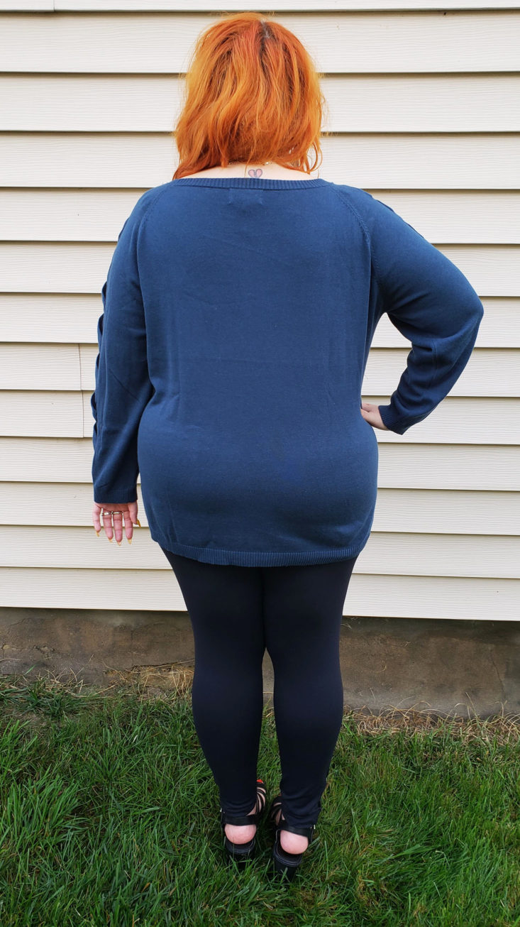 Stitch Fix Plus Size Clothing Box October 2018 Review - Medea Cut Out Sleeve Cotton Pullover by Skies Wear 3 Back