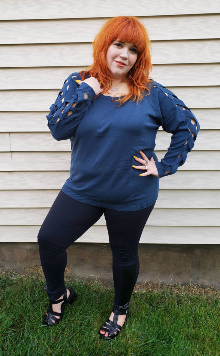 Stitch Fix Plus Size Clothing Box October 2018 Review - Medea Cut Out Sleeve Cotton Pullover by Skies Wear Front
