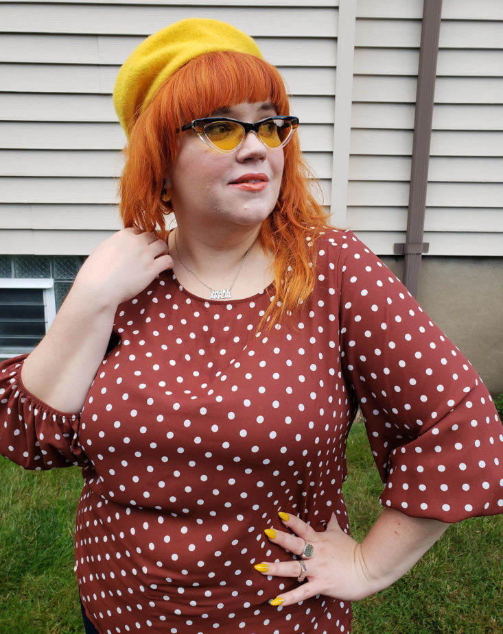 Stitch Fix Plus Size Clothing Box October 2018 Review - Oleksandra Crew Neck Blouse by West Kei Wear Closer
