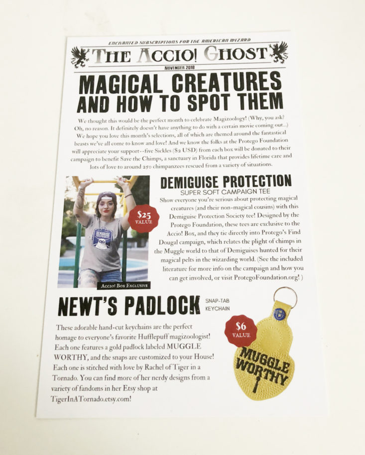 Accio! Subscription Box Review “Magical Creatures and How to Spot Them” November 2018 - Daily Prophet Front Top