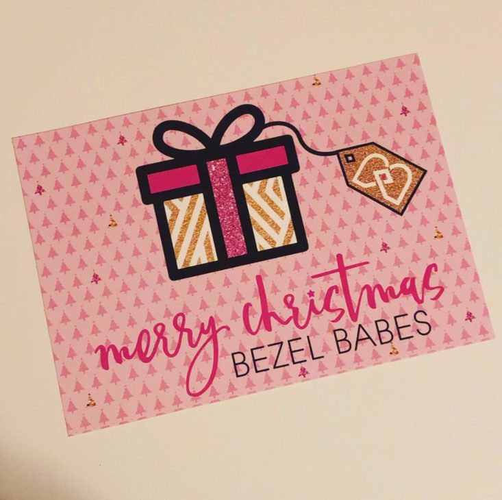 Bezel Box Mini Subscription Review December 2018 - Picture of “Merry Christmas” Greeting Card Top