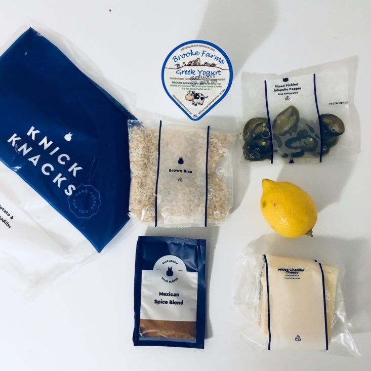 Blue Apron Subscription Box December 2018 - Quesadilla Ingredients 2 Top