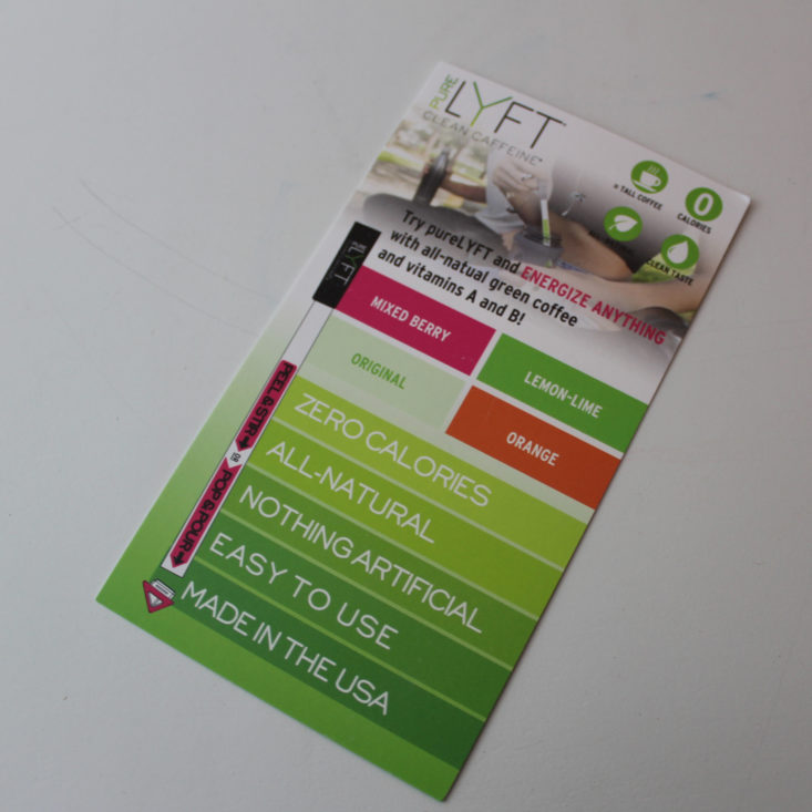 Fit Snack Box December 2018 - Information Card Front Top