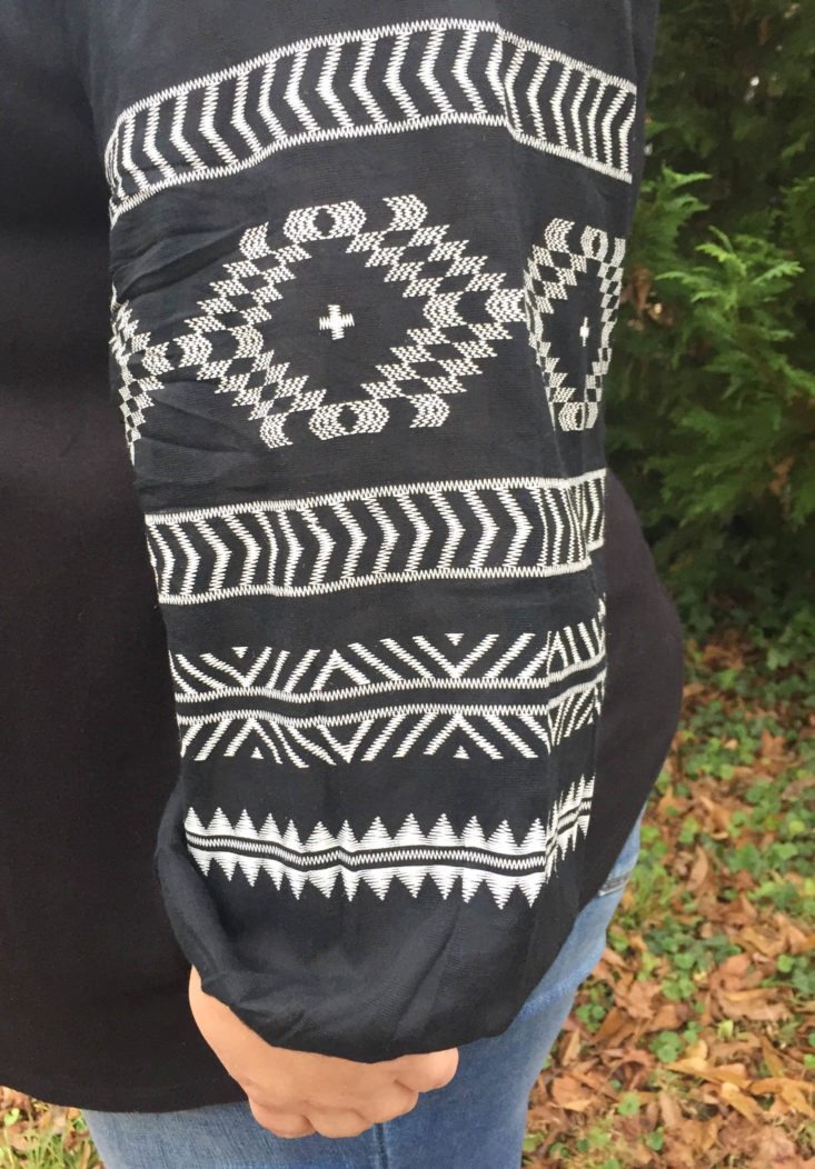 Gwynnie Bee Box December 2018 - LUCKY BRAND - Embroidered Black Crepe Peasant Top Side View