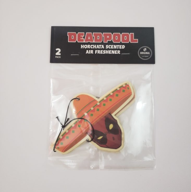 Loot Remix Review December 2018 - Horchata Scented Deadpool Air Freshener Package Top