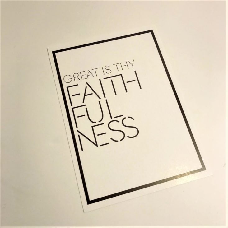 Loved + Blessed “Faithful” January 2019 - Mini Poster Great is Thy Faithfulness Front Top