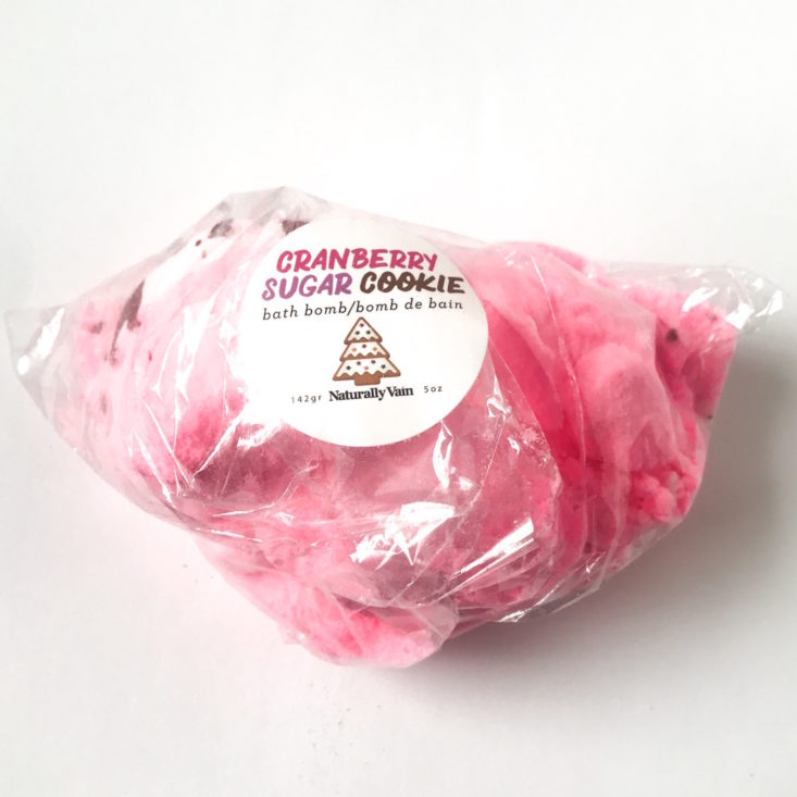 Naturally Vain November 2018 - Cranberry Sugar Cookie Bath Bomb Front