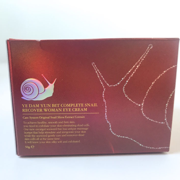 Sooni Pouch November 2018 - Ye Dam Yun Bit Complete Snail Eye Cream Box Back