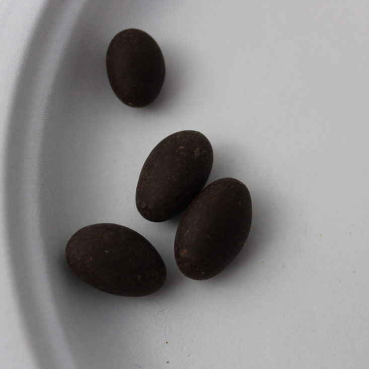 Vegan Cuts Snack December 2018 Box - Taza Chocolate Dark Chocolate Covered Almonds Top