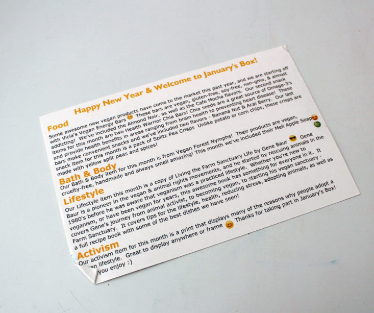 All Around Vegan Review January 2019 - Standard information card Back Top