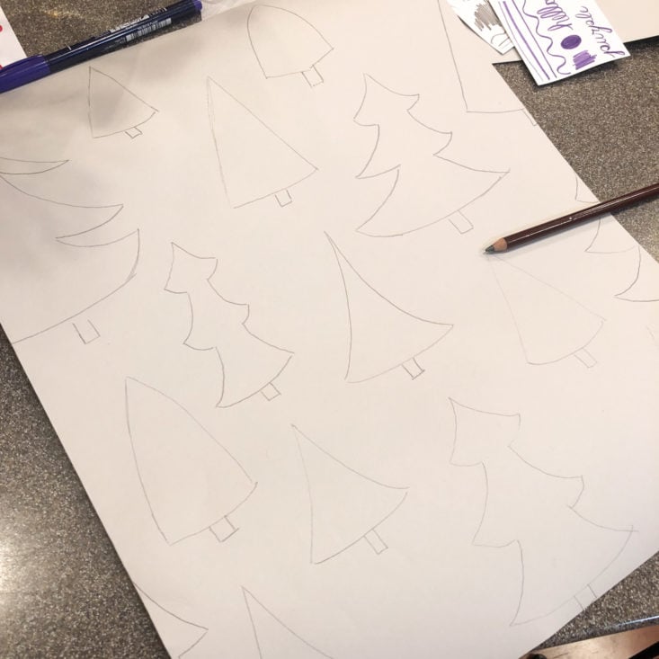 wrapping paper trees outlined