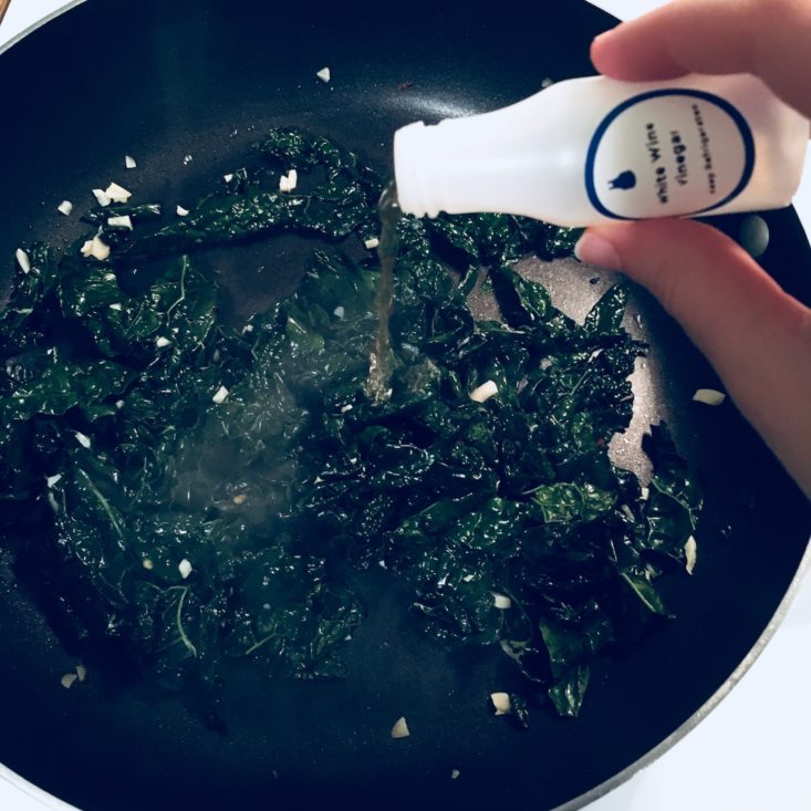 Blue Apron Subscription Box Review January 2019 - CHICKEN KALE VINEGAR Cooking Pan Top