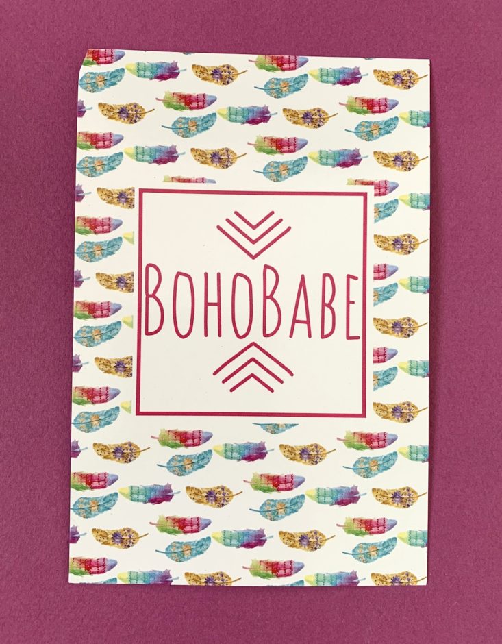 BohoBabe Box January 2019 - Information Card Front