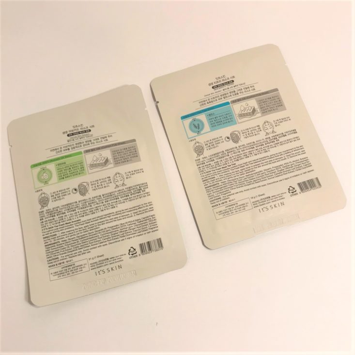 BomiBox K-Beauty December 2018 - It’s Skin The Fresh Mask Sheet Back Top