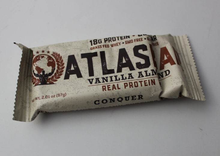Bulu Box December 2018 Review - Atlas Bar in Vanilla Almond Package Top