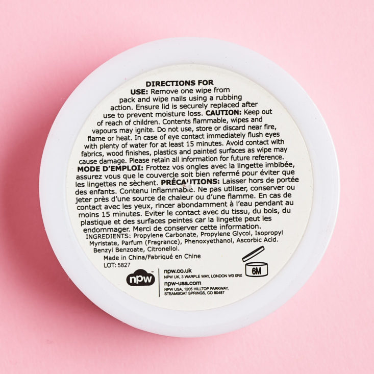 Campus Cube Spa January nail polish remover pads info