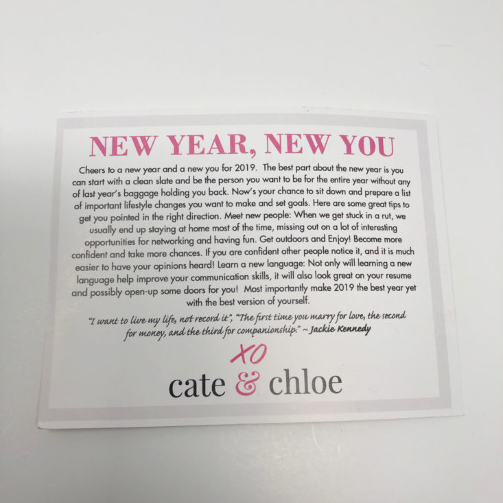 Cate &amp; Chloe Subscription Box January 2019 - Theme 1