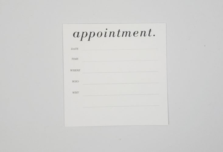 Cloth & Paper Stationery Box December 2018 - Appointment Card Opened Top 2