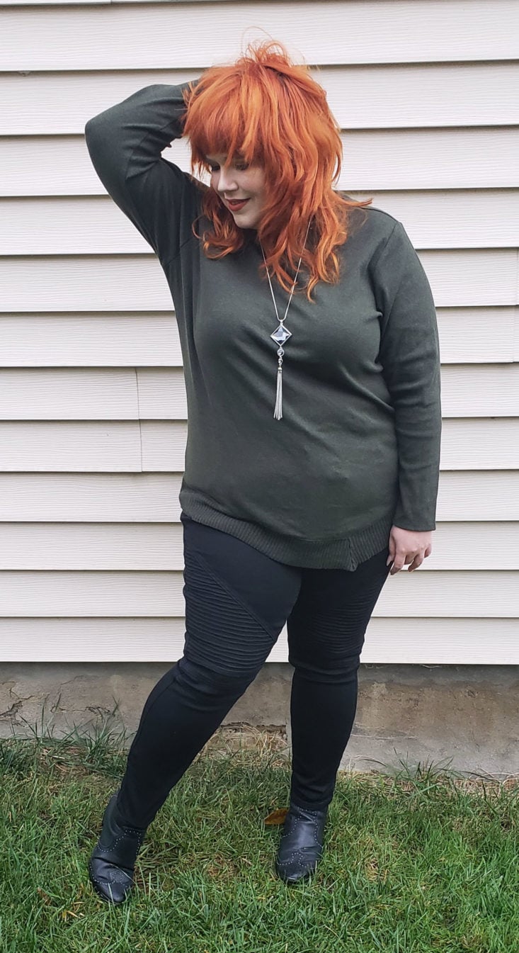 Dia and Co November 2018 Box - Mars Mock Neck Top With Asymmetrical Hem In Forrest Green By Rafaella Size 2x 1