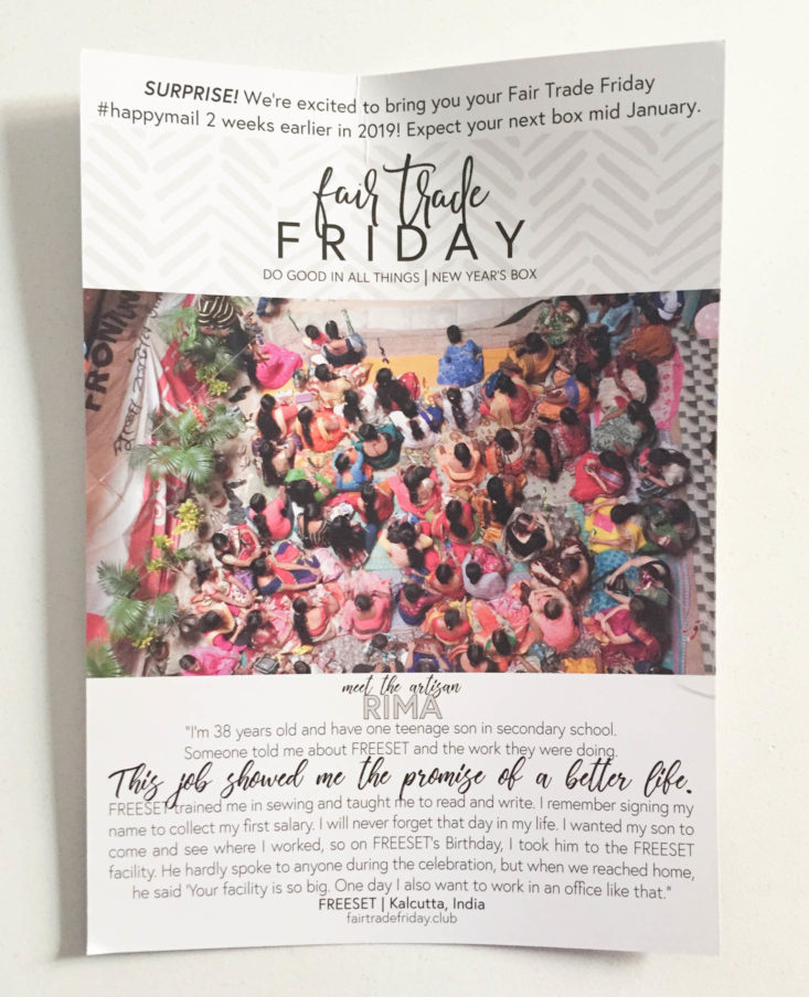 Fair Trade Friday Bonus 2018 - Booklet Front