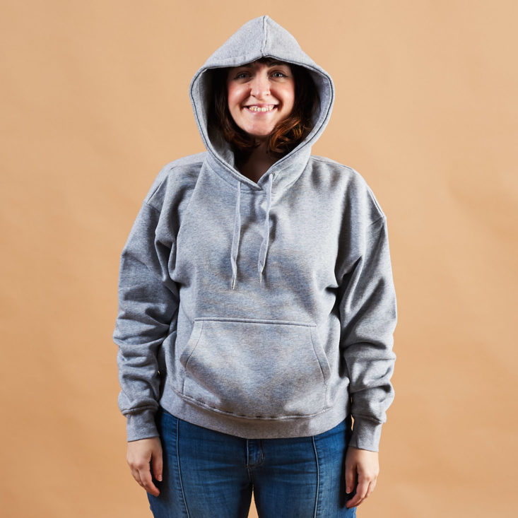 Frank and Oak gray pullover hoodie on model