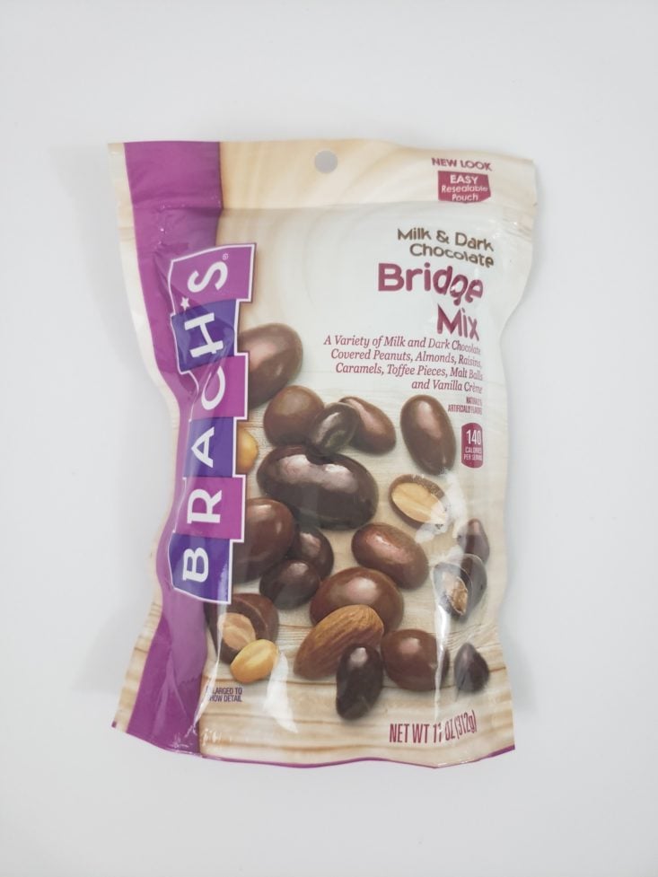 MONTHLY BOX OF FOOD AND SNACK REVIEW – January 2019 - Brach’s Milk & Dark Chocolate Bridge Mix Front