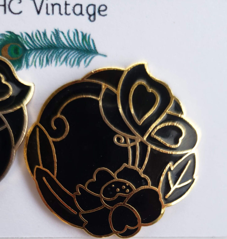 Oct CHC October 2018 - Black and Gold Cloisonné Earrings Closer View