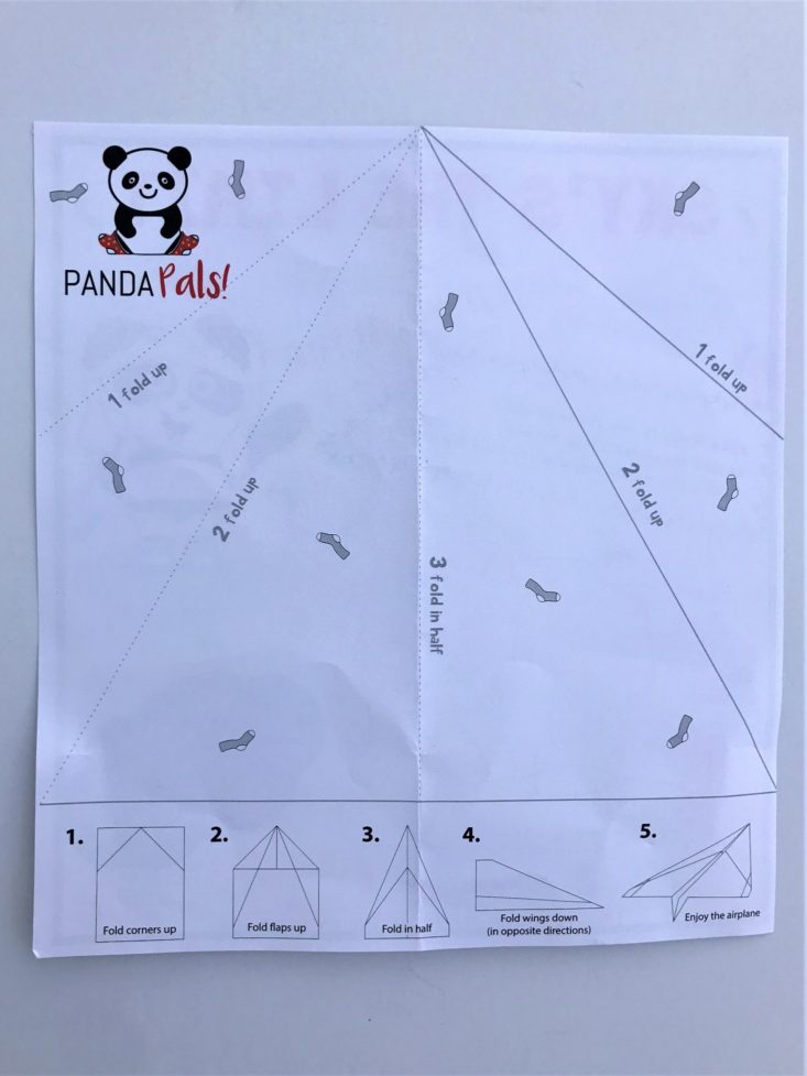 Panda Pals Kid’s Socks Januaury 2019 - Infosheet Airplane Folds sheet