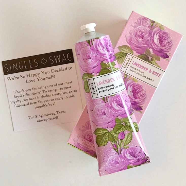 SinglesSwag January 2019 - Fringe Lavender & Rose Hand Cream