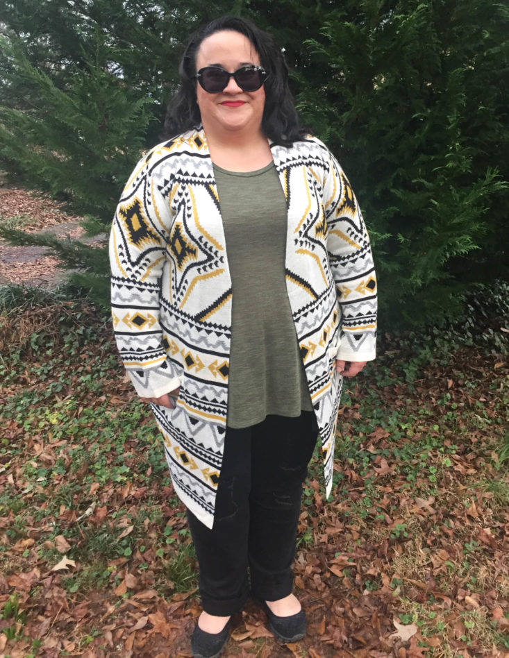 Stitch Fix Plus Size Clothing Subscription Box Review January 2019 - Zephyr Open Cardigan by Love Always On Front