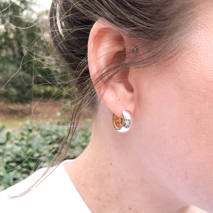 earrings worn silver side