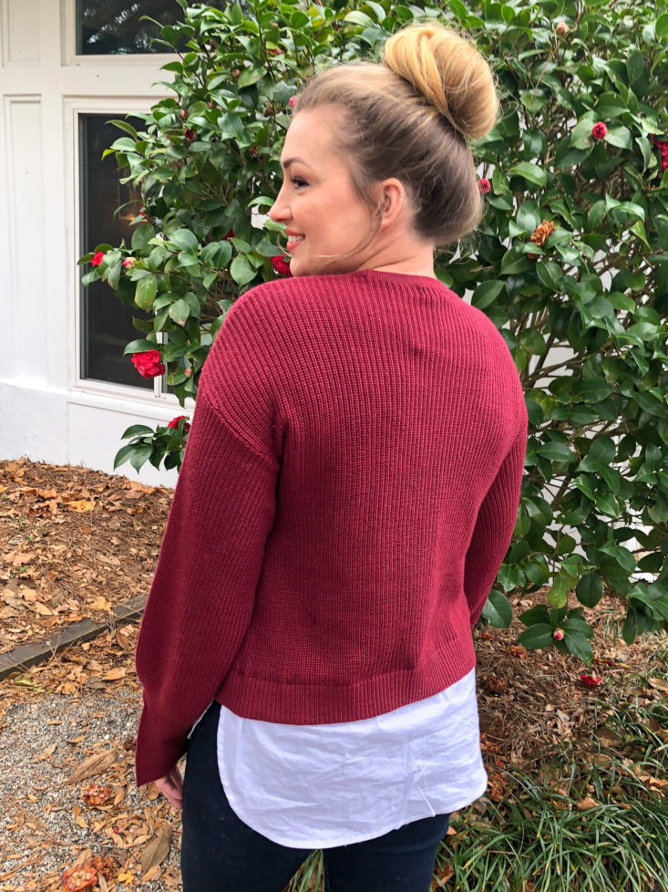 red sweater back