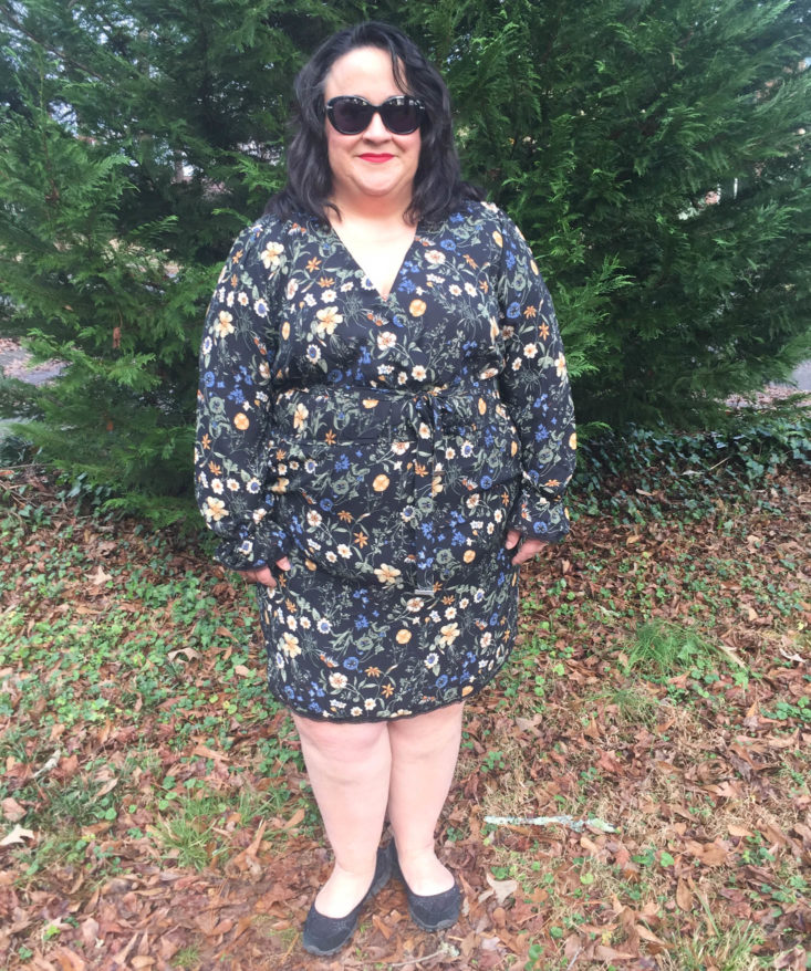 Wantable Style Edit Subscription Review December 2018 - Long Sleeve Floral Dress by DEX Front