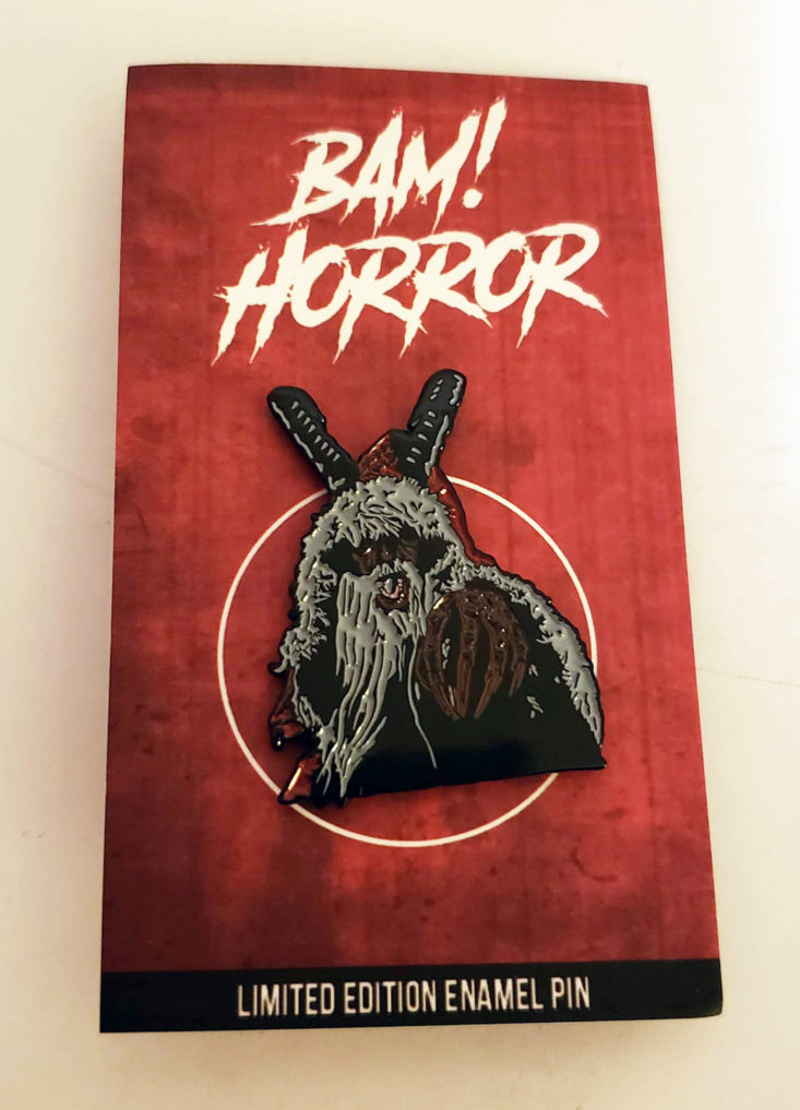 BAM! Horror Box December 2018 - BAM! Box Exclusive Krampus Fan Art Pin by Artist @dirtygirlpromo Front