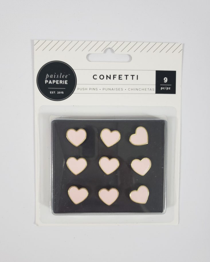 BUSY BEE STATIONERY Subscription Box February 2019 - Confetti Heart Push Pins Package