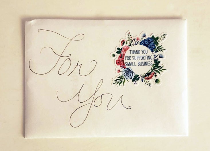 CHC Vintage Plus Clothing Box Review NYE 2018 - Thank You Note Envelope Top