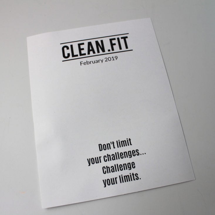 Clean Fit Box February 2019 - Booklet Front