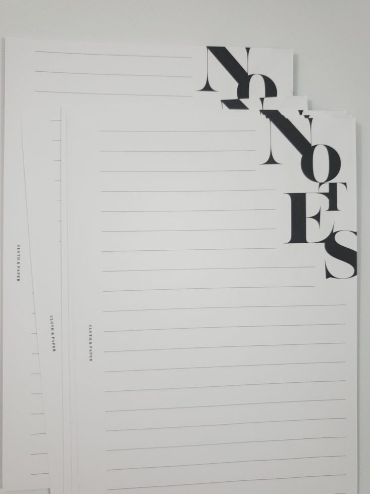 Cloth & Paper Subscription Box January 2019 - Notes Sheets 2